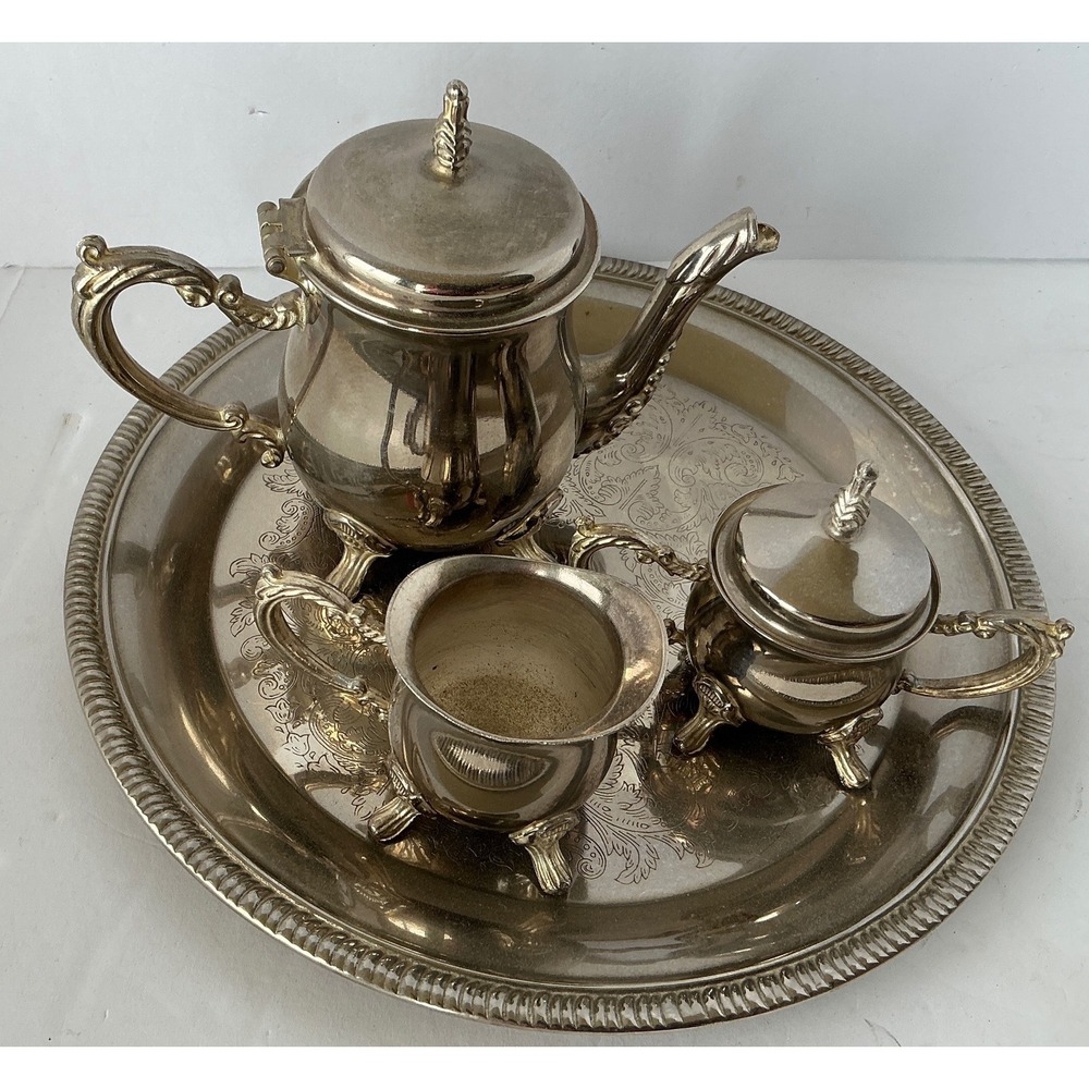 International Silver Co Vintage 4pc Coffee Set Silverplated‎ Tray Pot 99110442